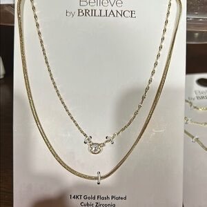 Gold Delicate Necklaces with Gemstone Charms